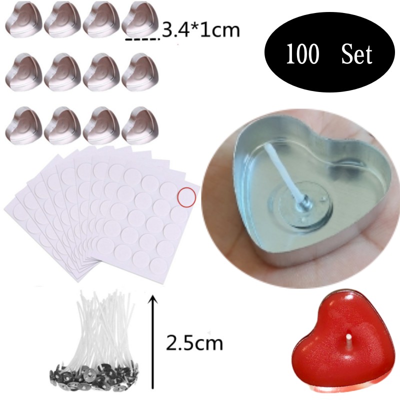 100 Sets Heart shaped Empty Al - مراجعة Candle Making Video وسعره