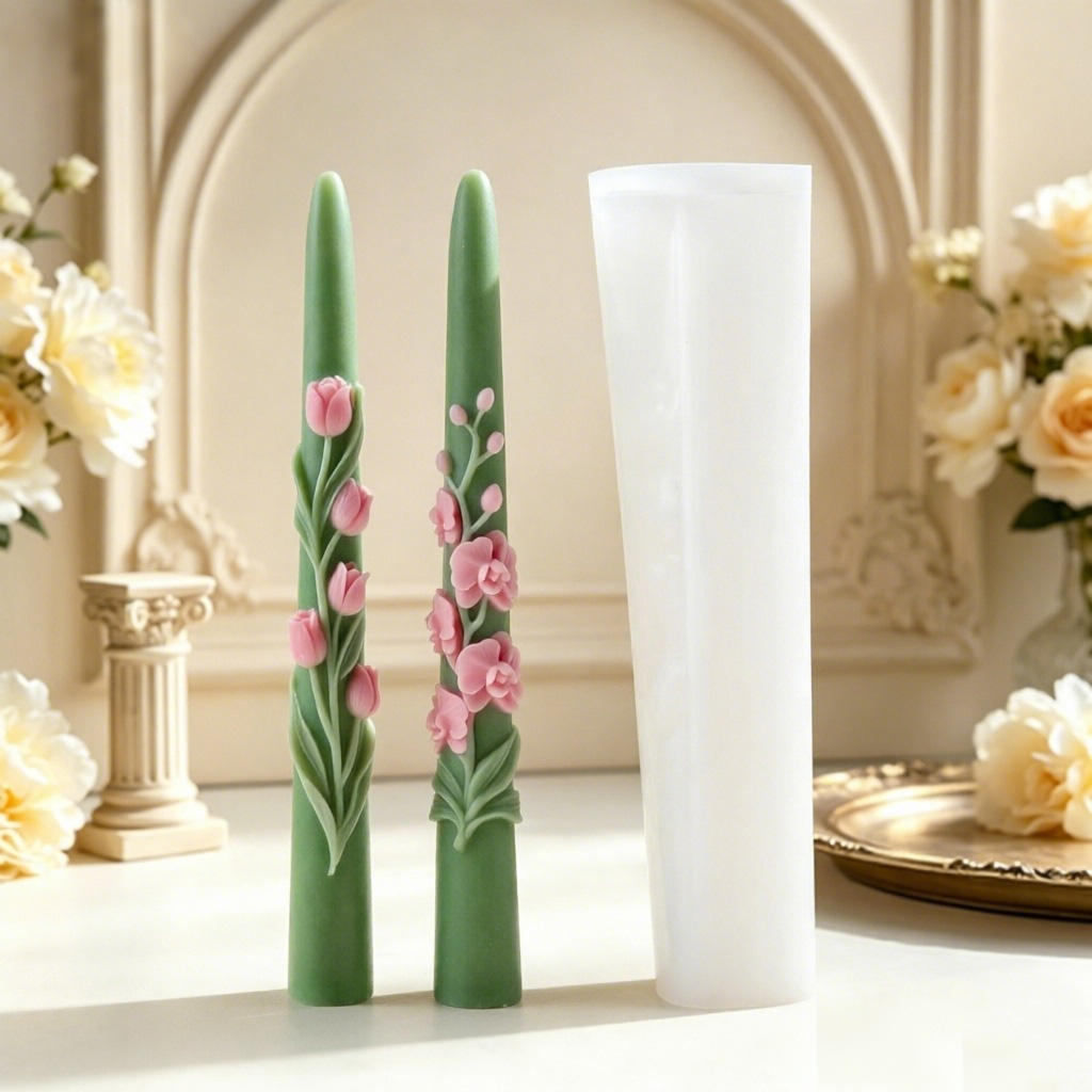 Long Pole Flower Taper Candle  - مراجعة Candle Making Video وسعره