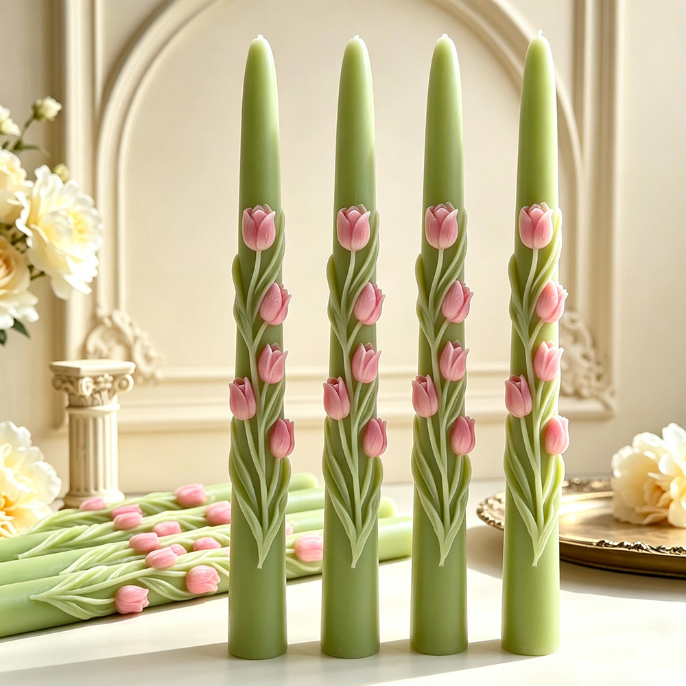 Long Pole Flower Taper Candle  - مراجعة Candle Making Video وسعره