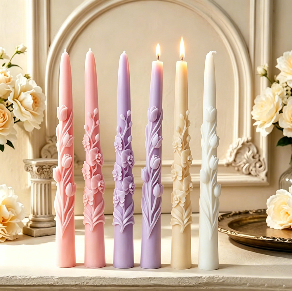 Long Pole Flower Taper Candle  - مراجعة Candle Making Video وسعره