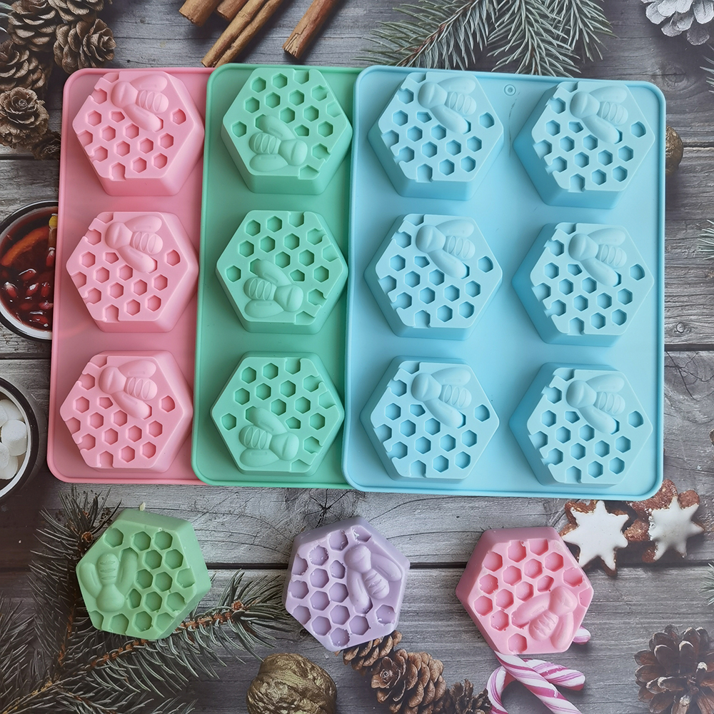Silicone Hexagonal Bee Soap Mo - مراجعة Candle Making Video وسعره