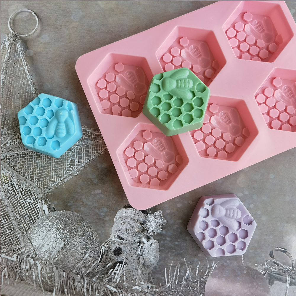 Silicone Hexagonal Bee Soap Mo - مراجعة Candle Making Video وسعره