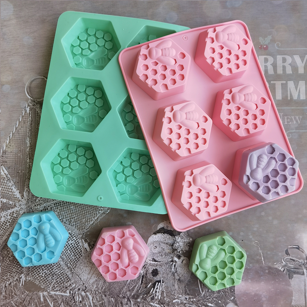 Silicone Hexagonal Bee Soap Mo - مراجعة Candle Making Video وسعره