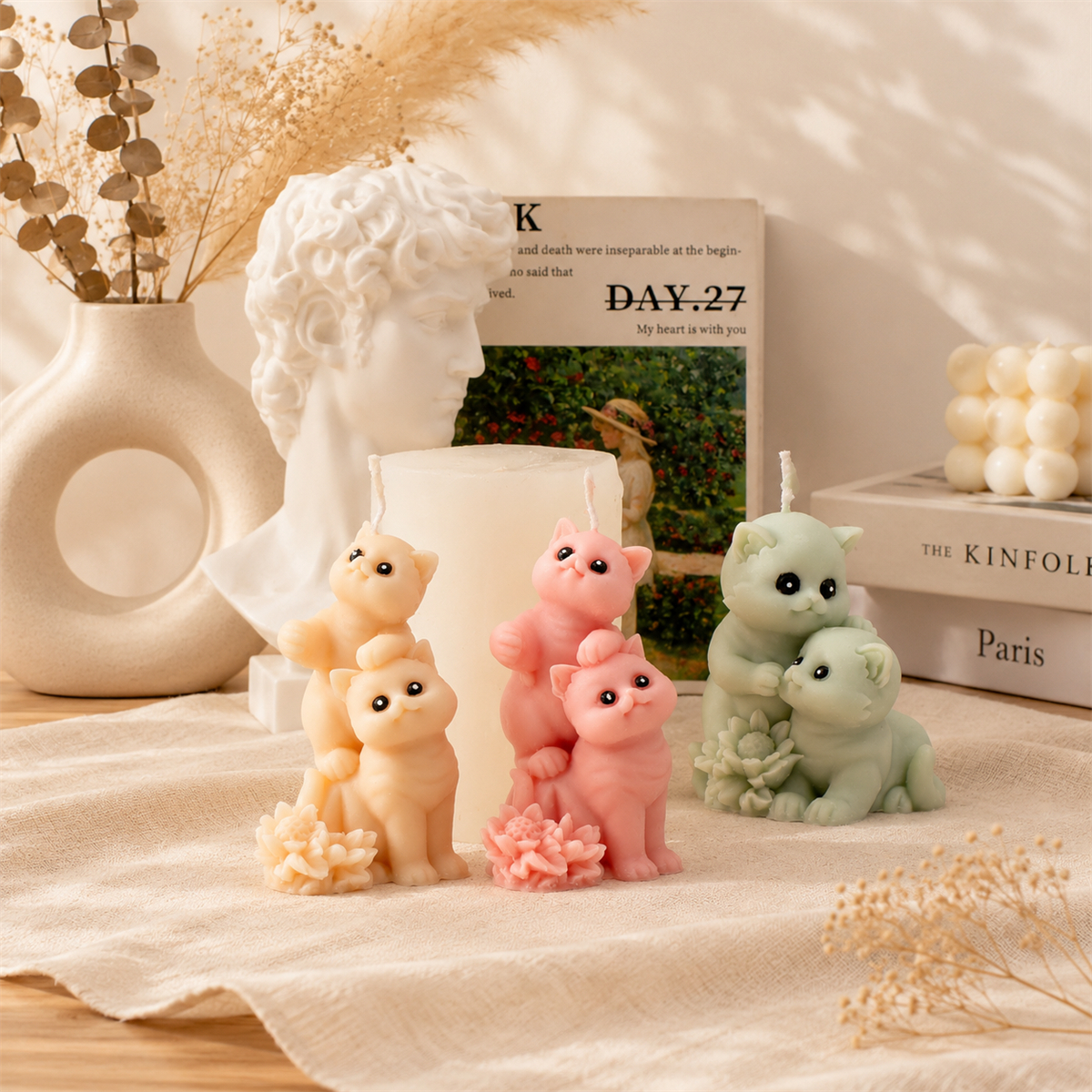 3D Cute Cat Silicone Candle Mo - مراجعة Candle Making Video وسعره