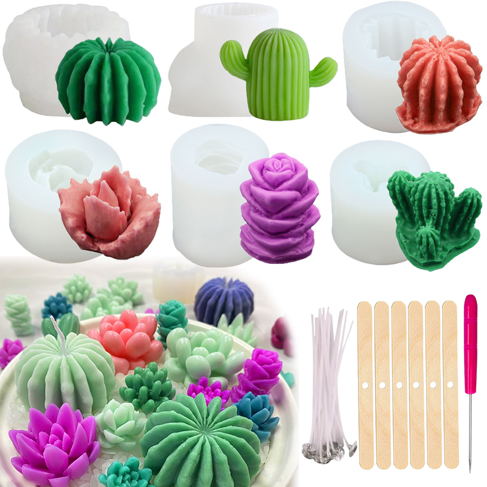 6pcs Succulent Silicone Candle - مراجعة Candle Making Video وسعره