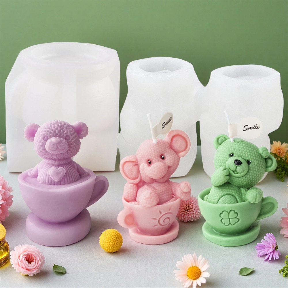 Teddy Bear in Cup Silicone Mol - مراجعة Candle Making Gel Wax وسعره
