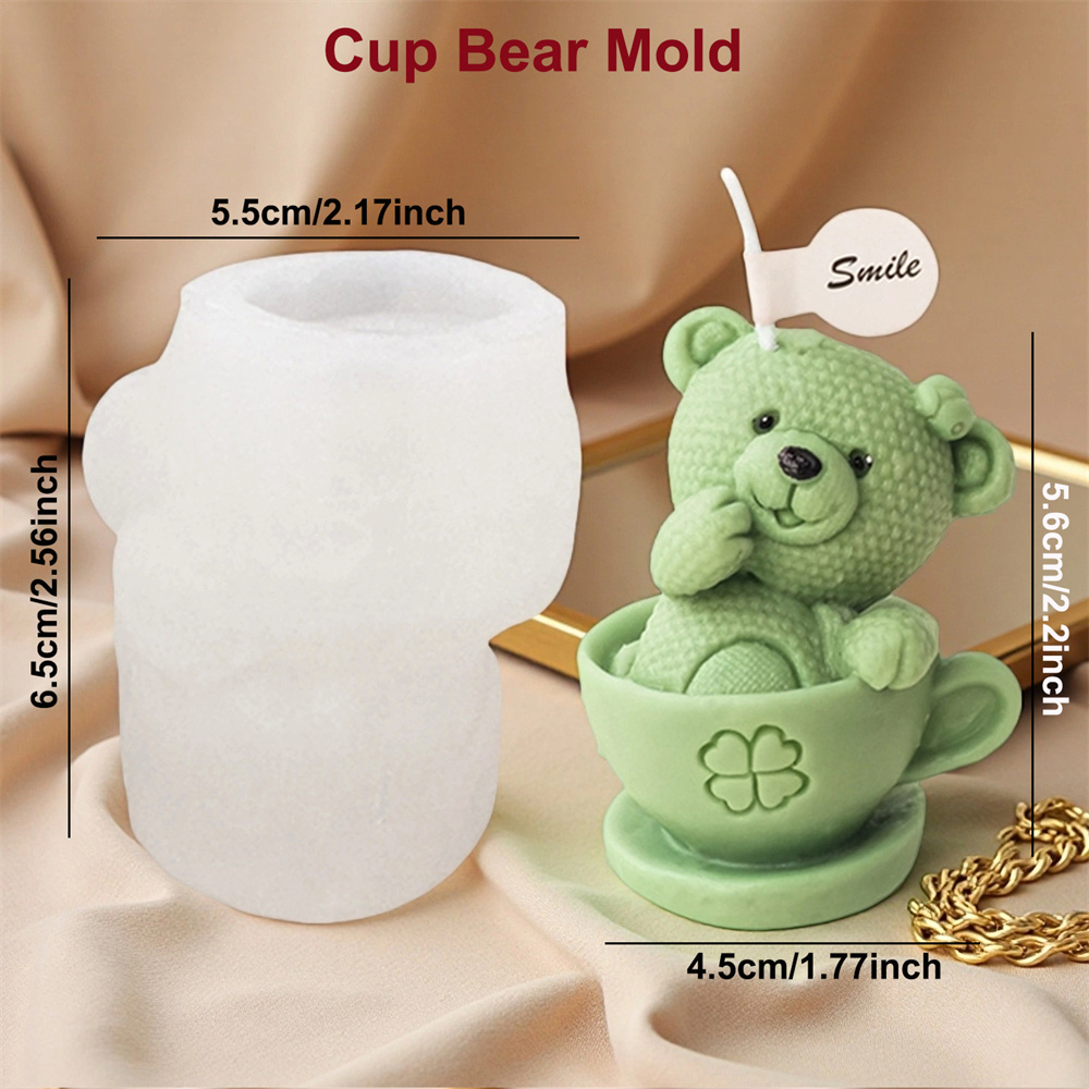 Teddy Bear in Cup Silicone Mol - مراجعة Candle Making Gel Wax وسعره