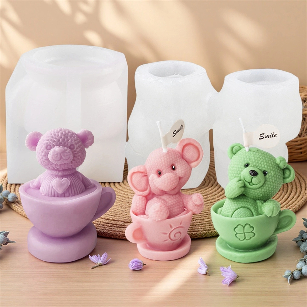 Teddy Bear in Cup Silicone Mol - مراجعة Candle Making Gel Wax وسعره